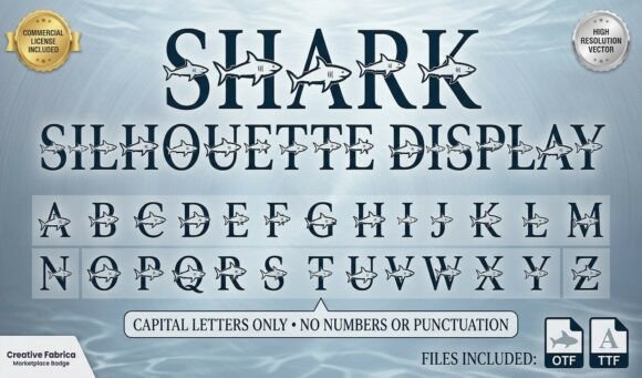 Shark Silhouette Display: A Bold Serif Font for Marketers